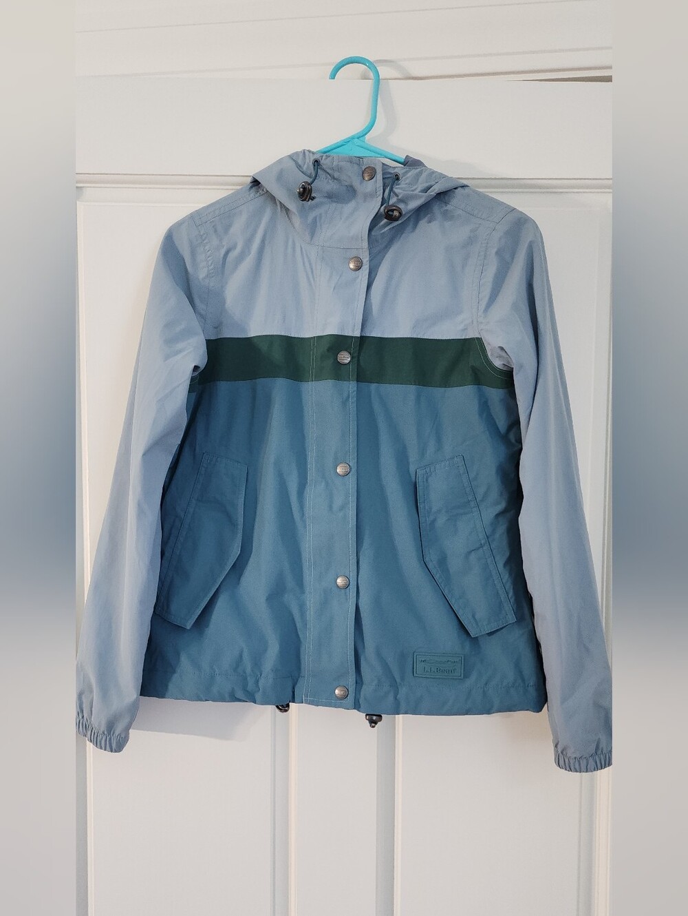 LLBean Mountain Classic Rain Jacket Stripe Raincoat XXS Reg Bust 36"